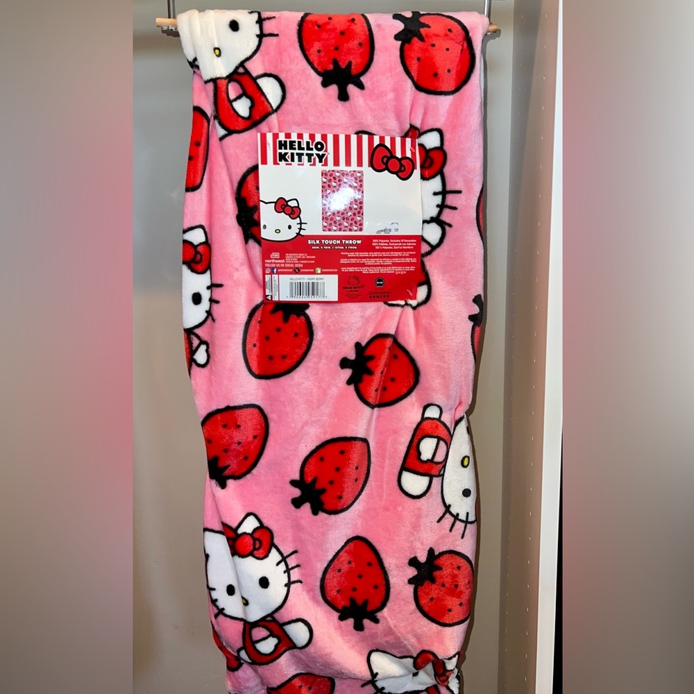 Hello Kitty Pink Strawberry Throw 50”x70”